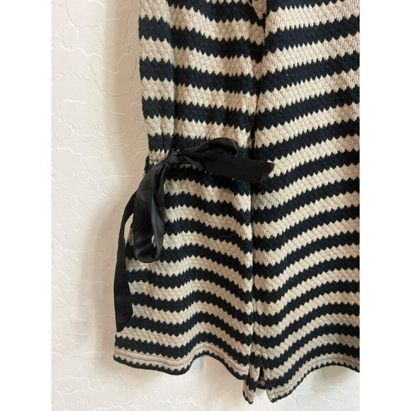 Sanctuary Sz Small Elbow Tie Detail Beige Black Striped 3/4 Length Bell Sleeves - Picture 2 of 6